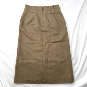 Vintage Linen Minimalist Pencil Skirt Size 6 Old Money Office Tailored 80s 90s